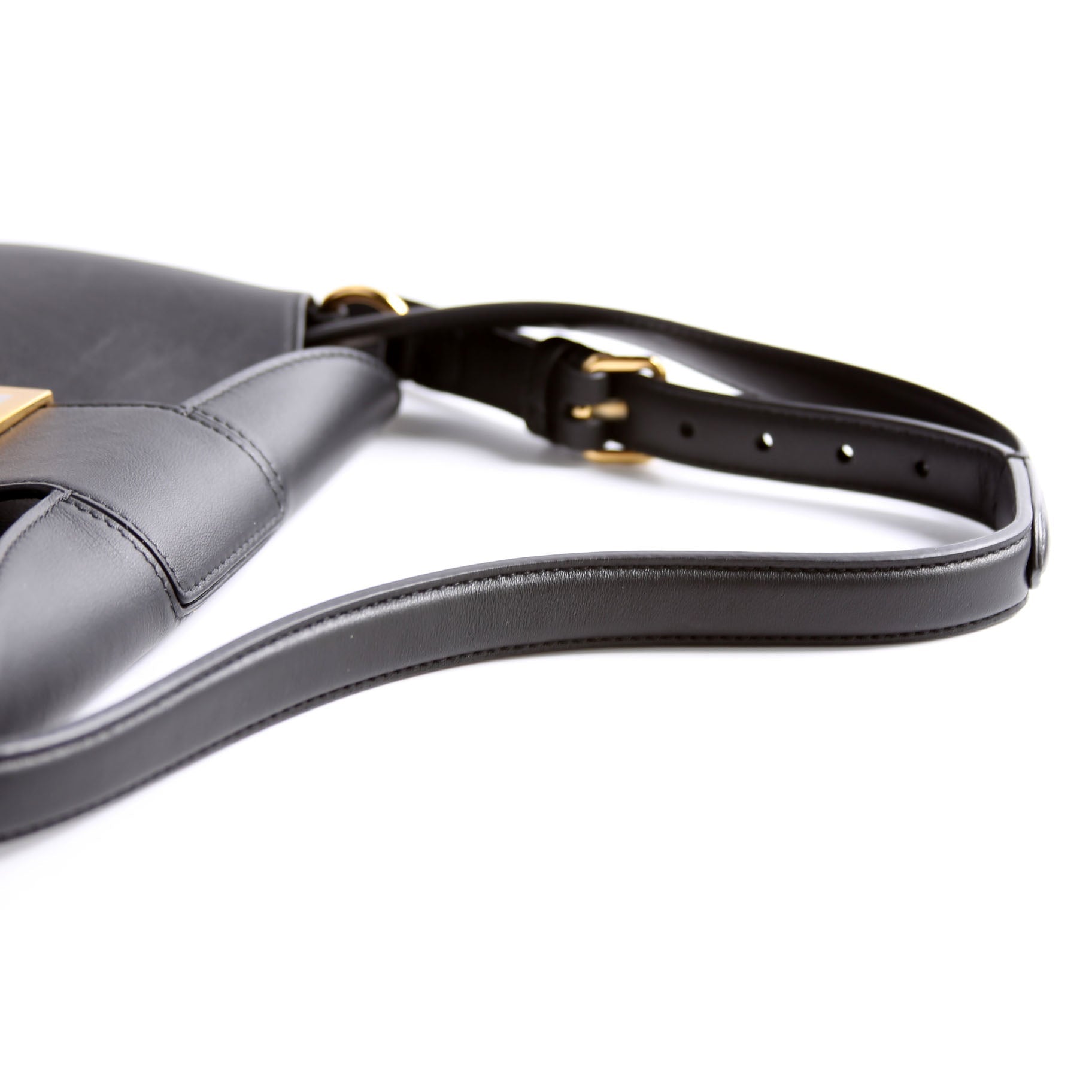 Croissant Small Leather Hobo Black
