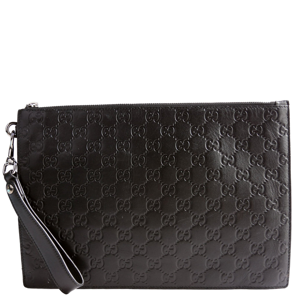 473963 Guccissima Zip Clutch Black
