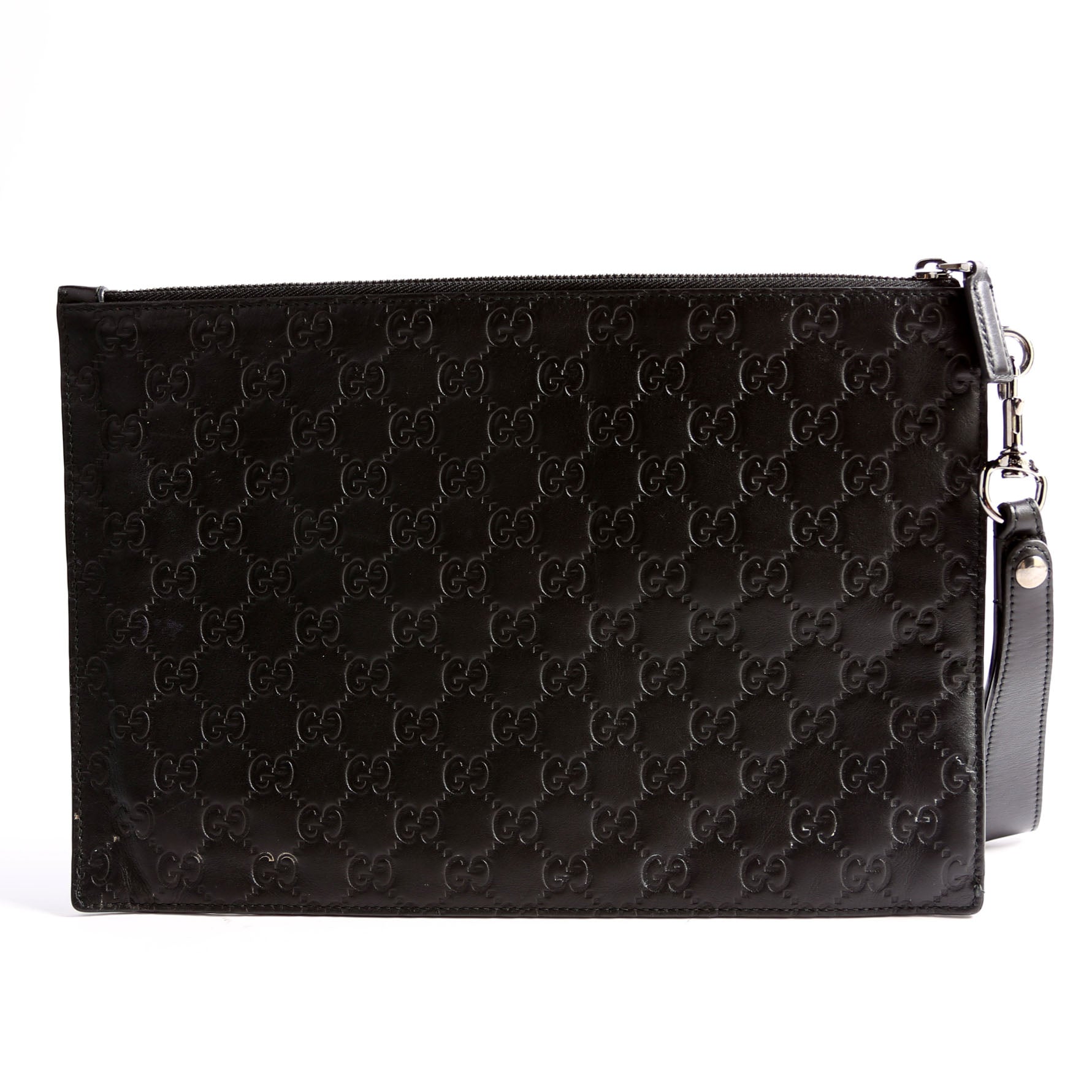 473963 Guccissima Zip Clutch Black