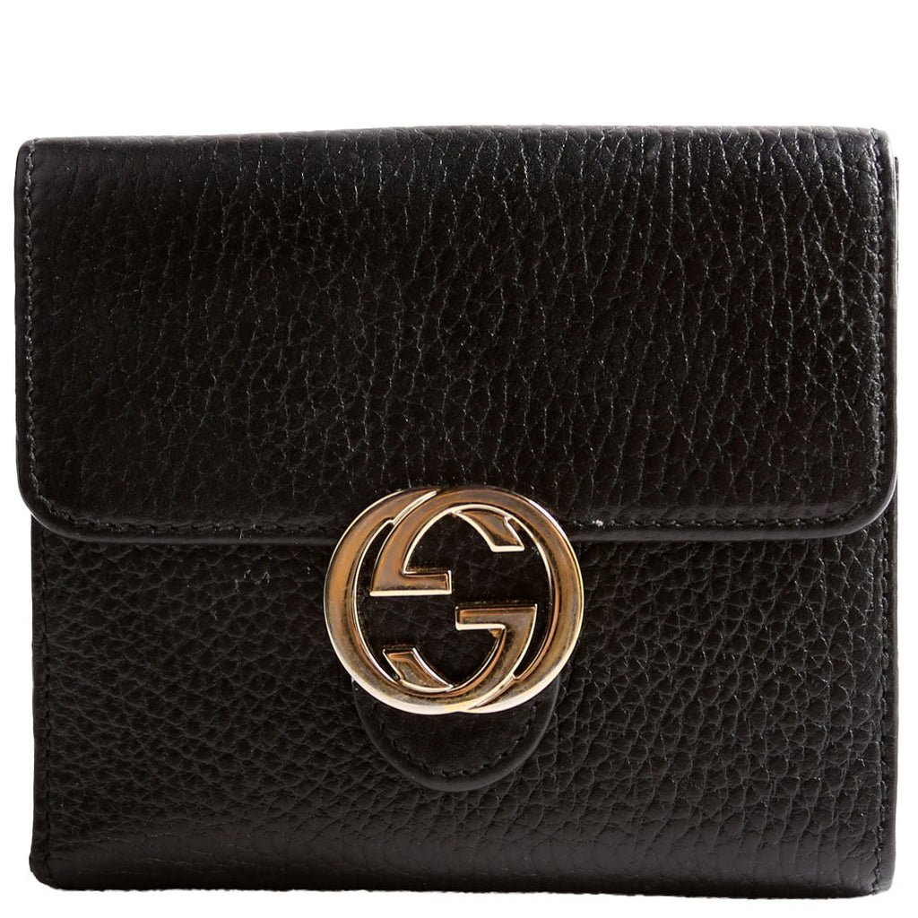 615525 Interlocking G Compact Wallet Black