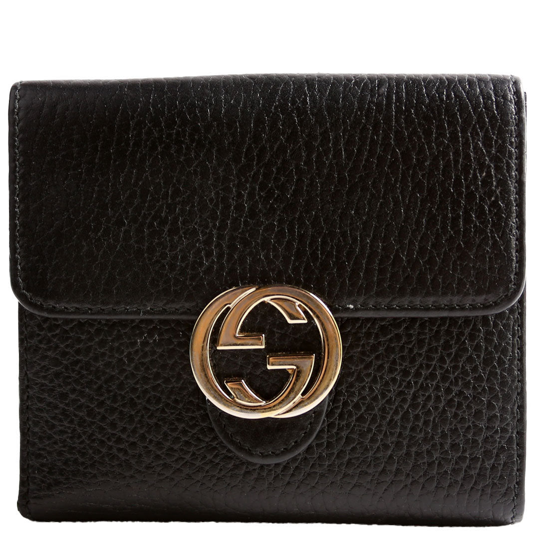 615525 Interlocking G Compact Wallet Black