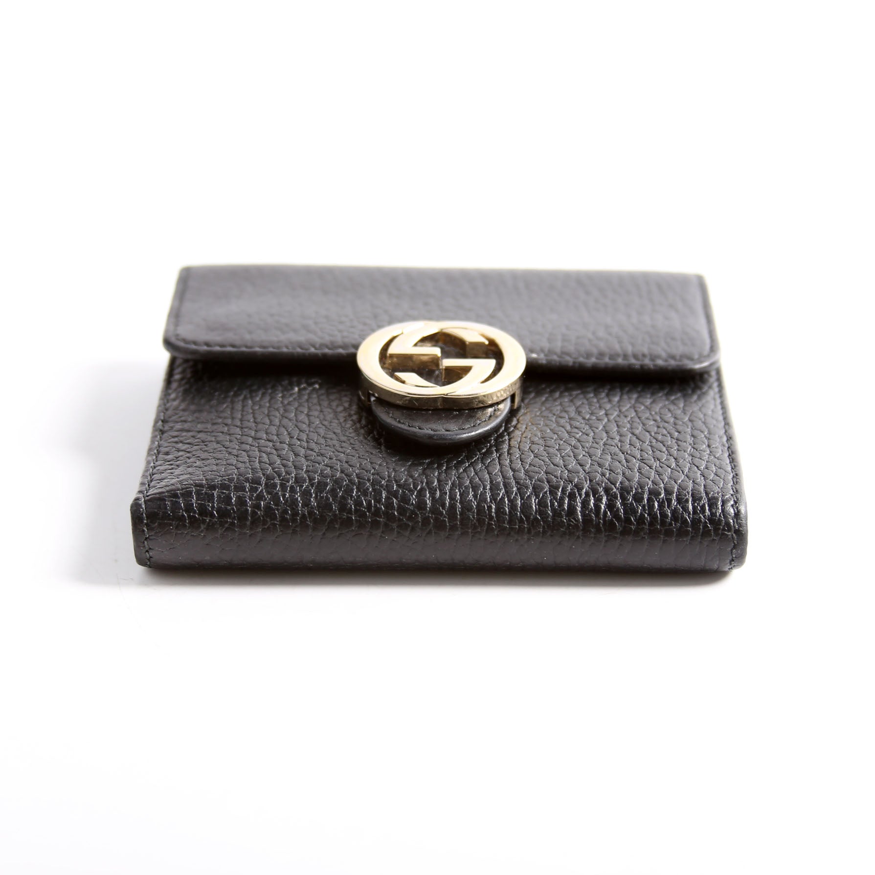 615525 Interlocking G Compact Wallet Black