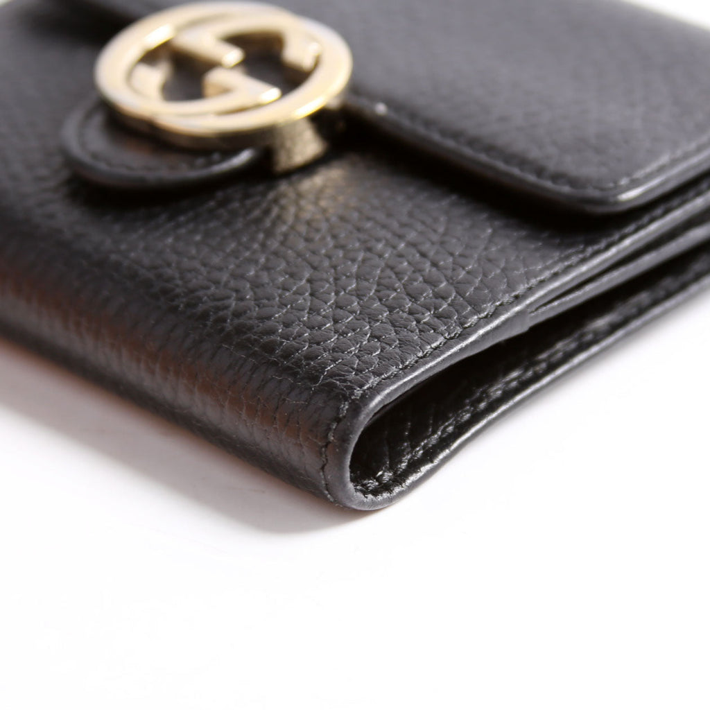 615525 Interlocking G Compact Wallet Black