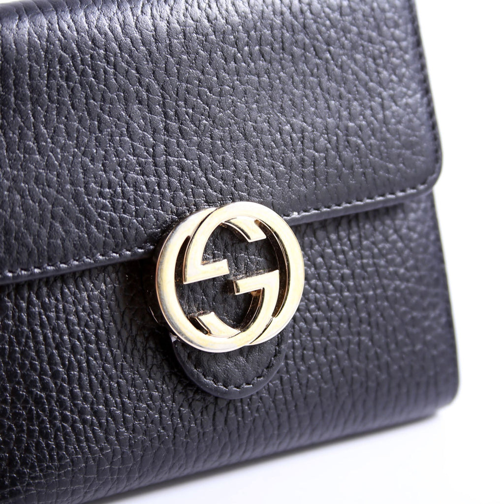 615525 Interlocking G Compact Wallet Black