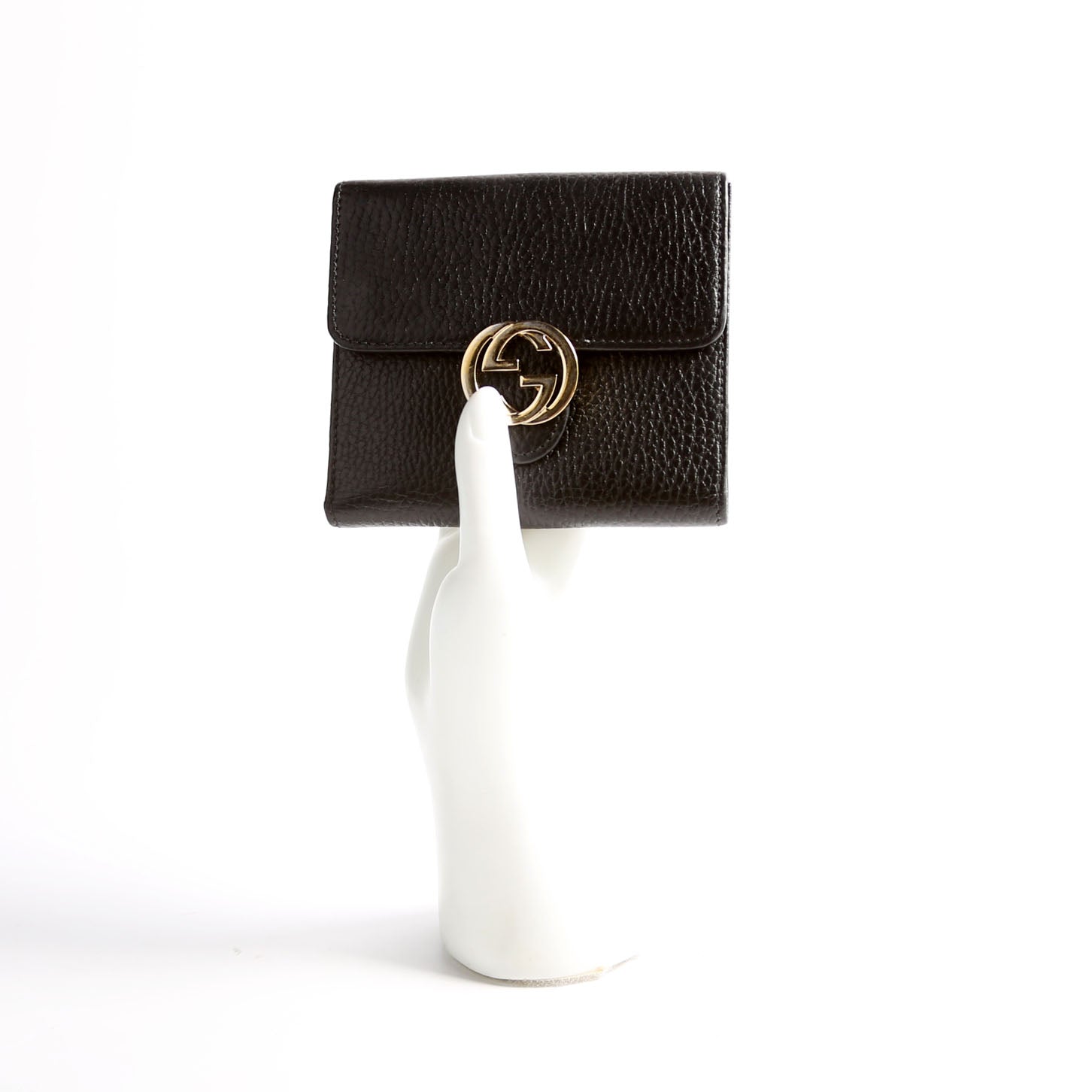 615525 Interlocking G Compact Wallet Black
