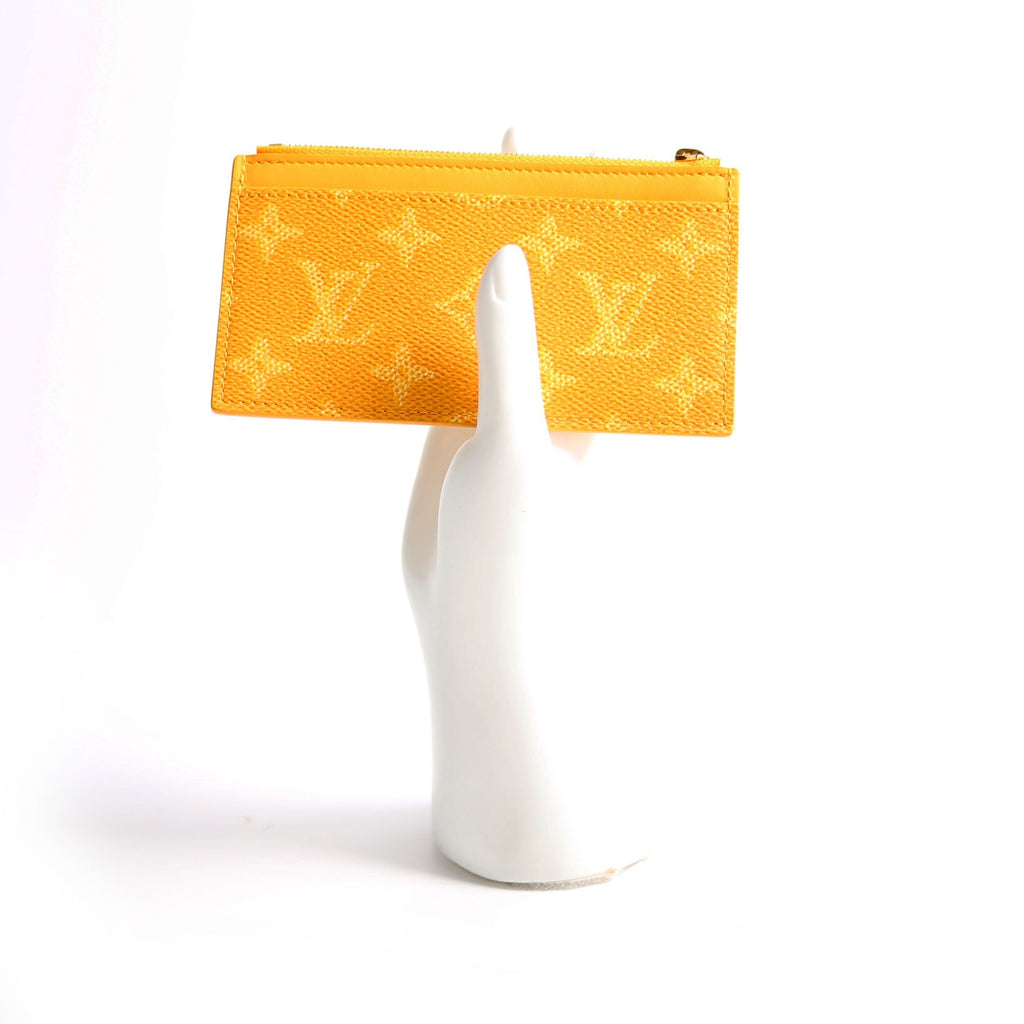 Coin Card Holder Heritage Monogram/Taiga Yellow