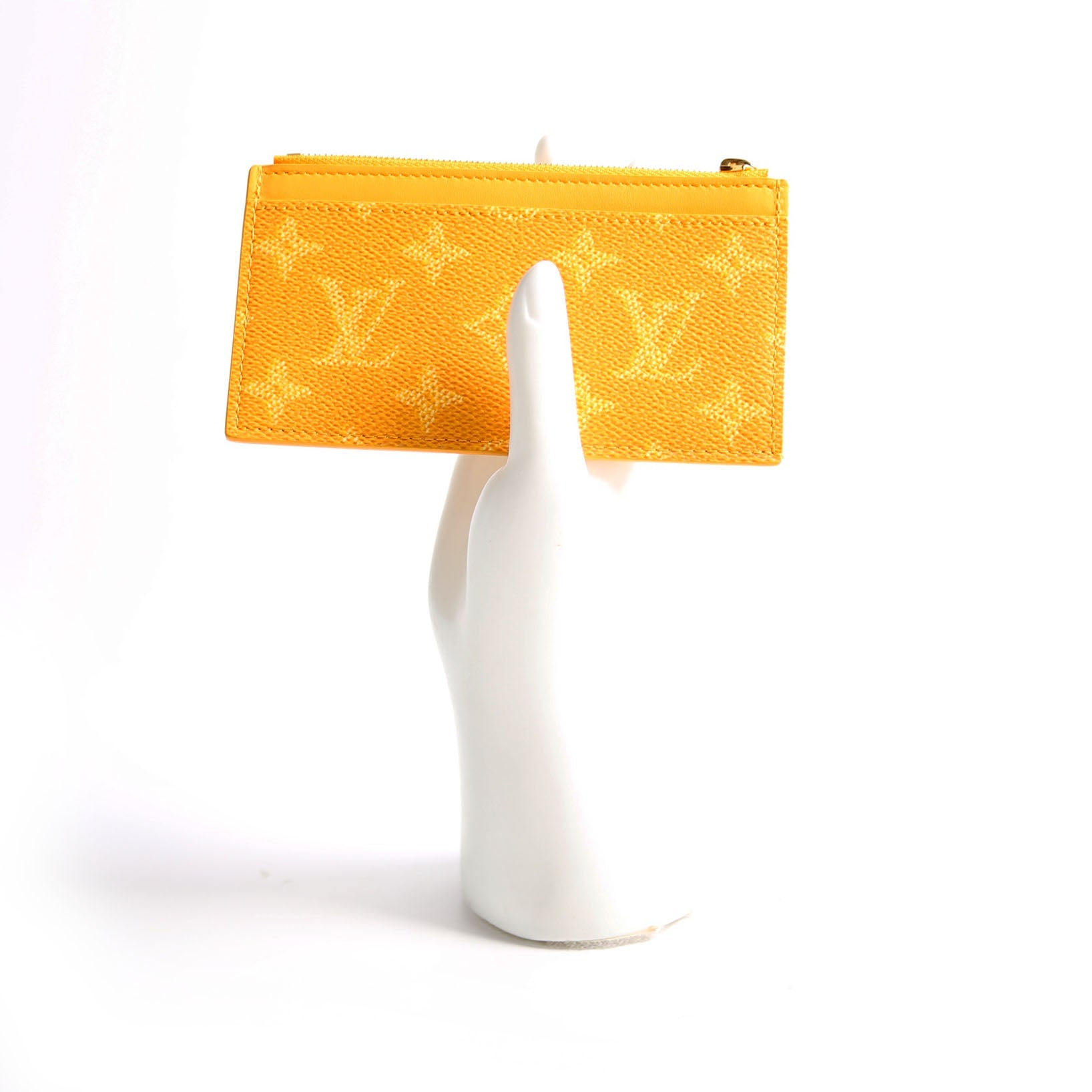 Coin Card Holder Heritage Monogram/Taiga Yellow
