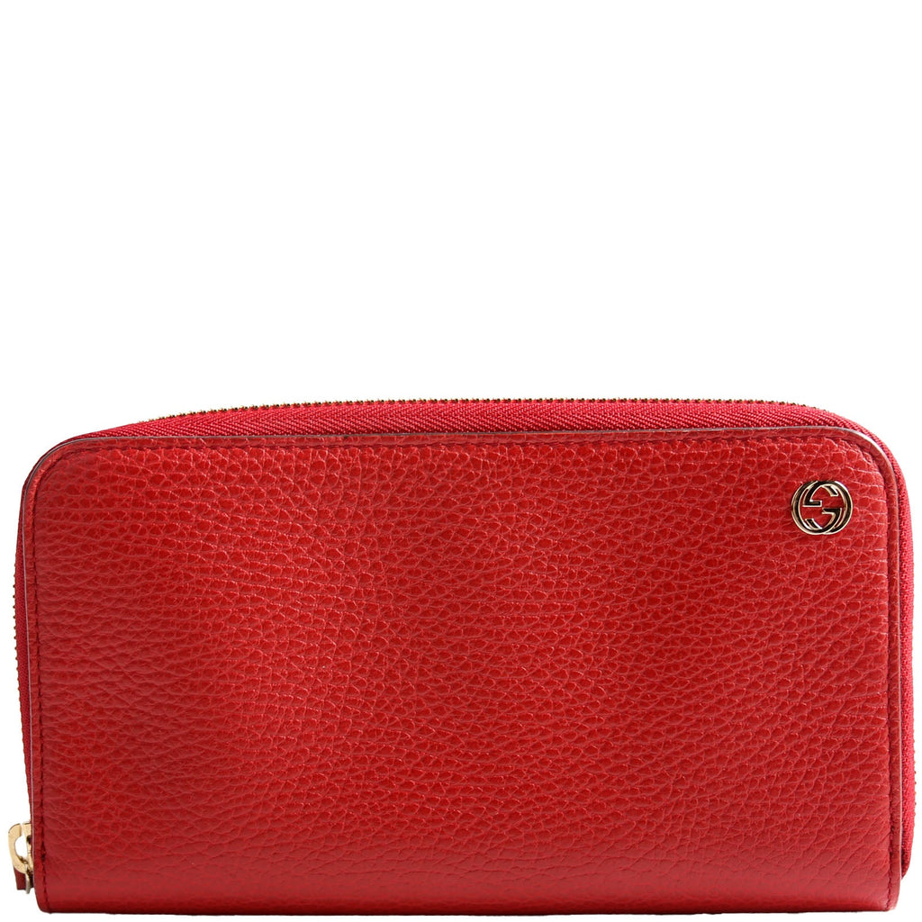 449347 Interlocking G Zip Around Wallet Red
