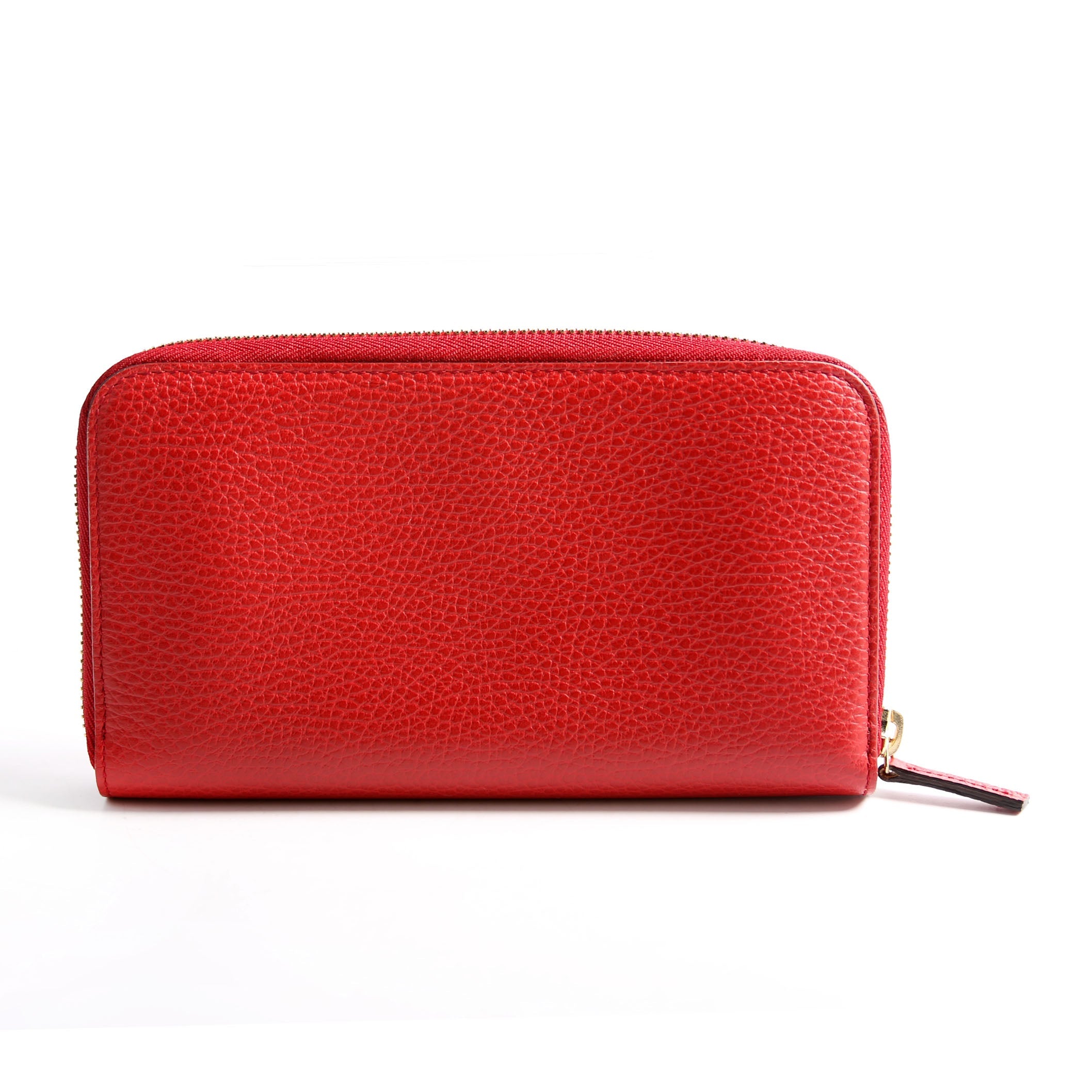 449347 Interlocking G Zip Around Wallet Red