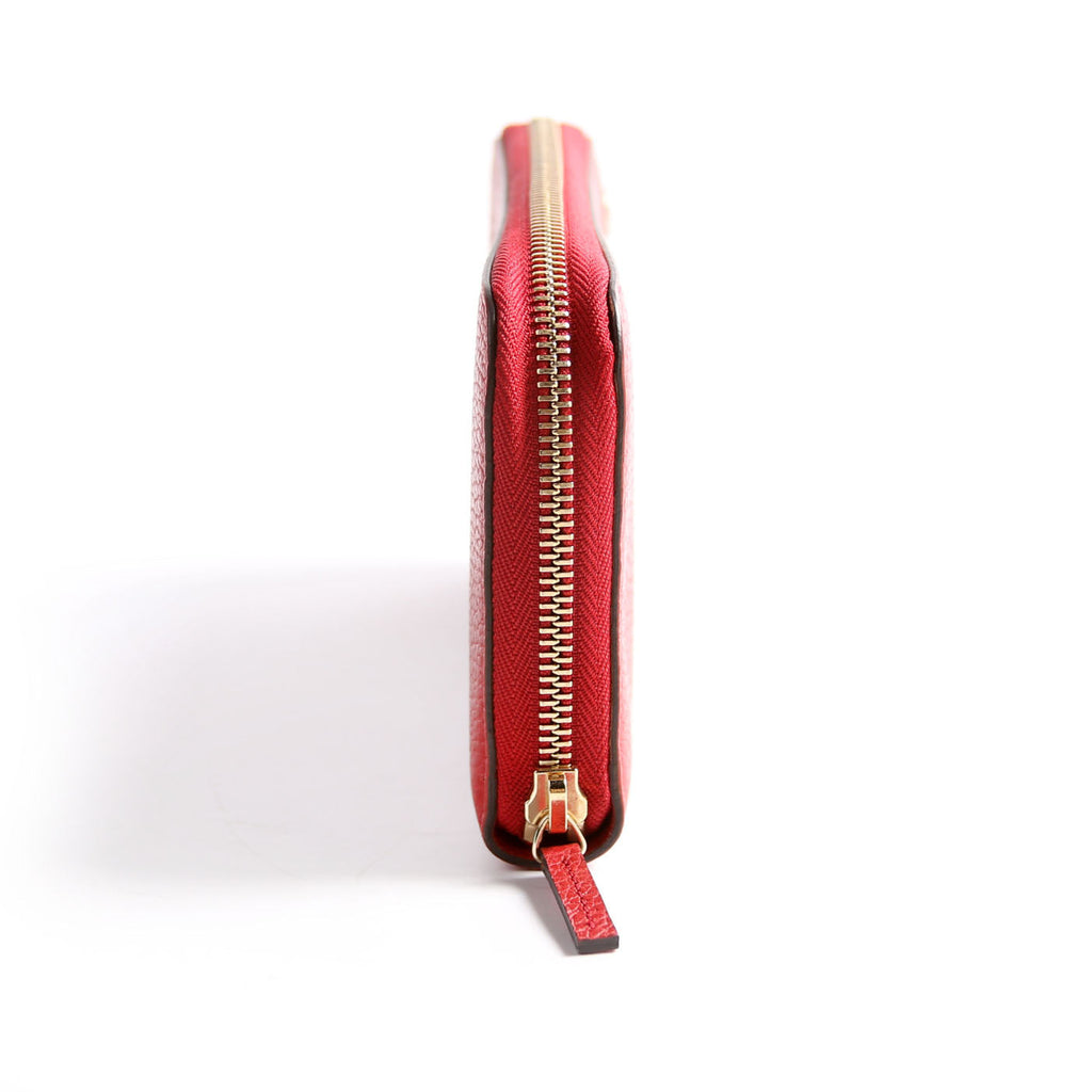 449347 Interlocking G Zip Around Wallet Red