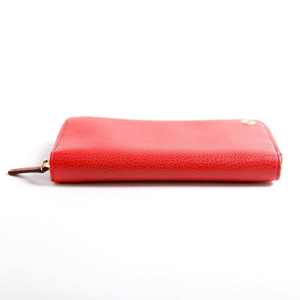 449347 Interlocking G Zip Around Wallet Red