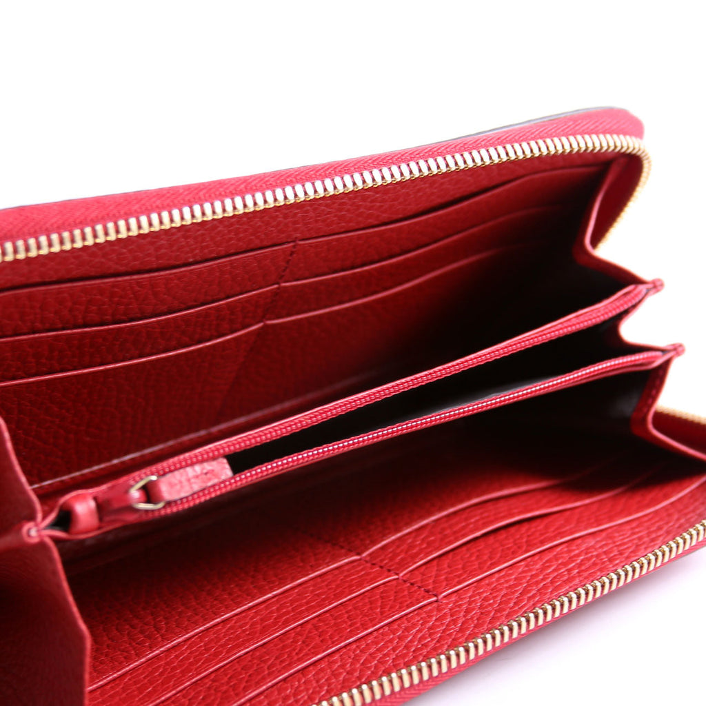 449347 Interlocking G Zip Around Wallet Red