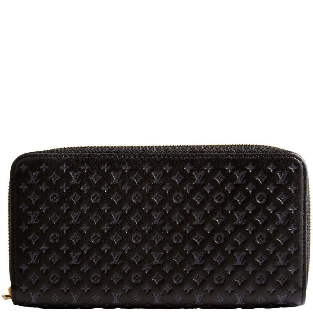 Zippy Wallet Nanogram Embossed Calfskin Black