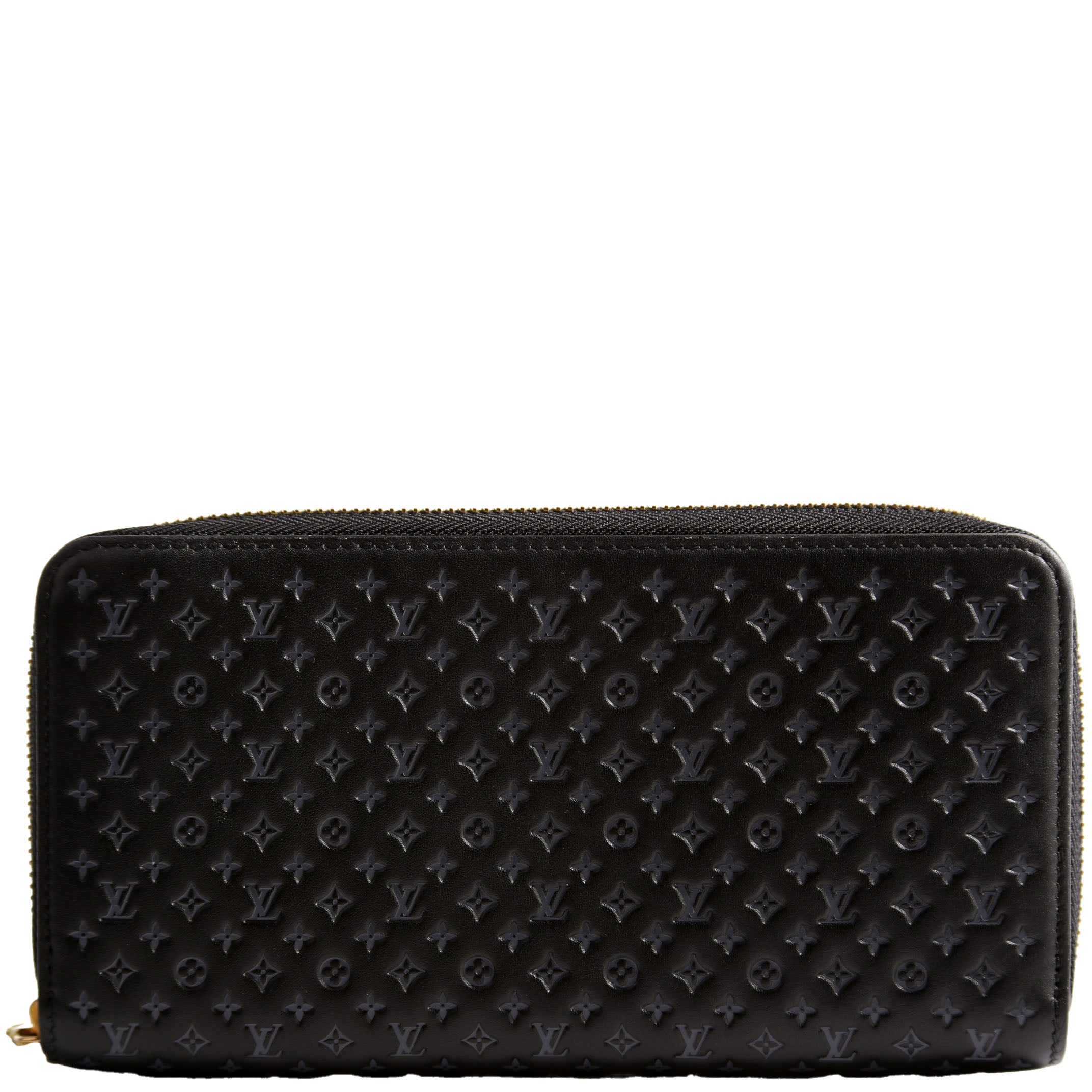 Zippy Wallet Nanogram Embossed Calfskin Black