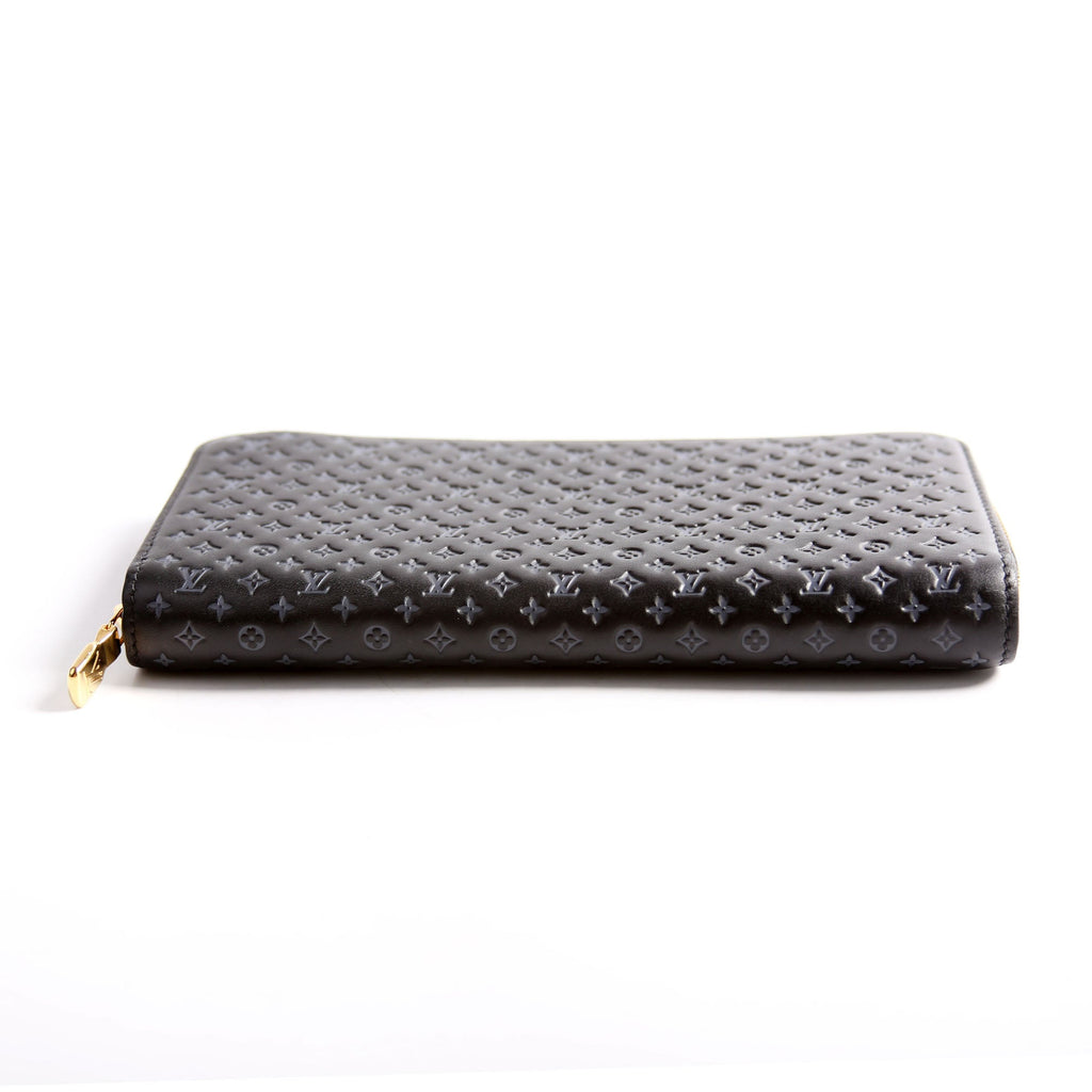 Zippy Wallet Nanogram Embossed Calfskin Black