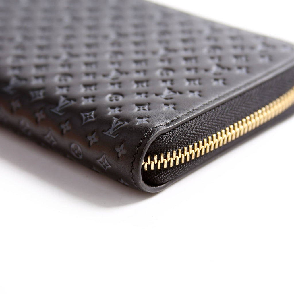 Zippy Wallet Nanogram Embossed Calfskin Black