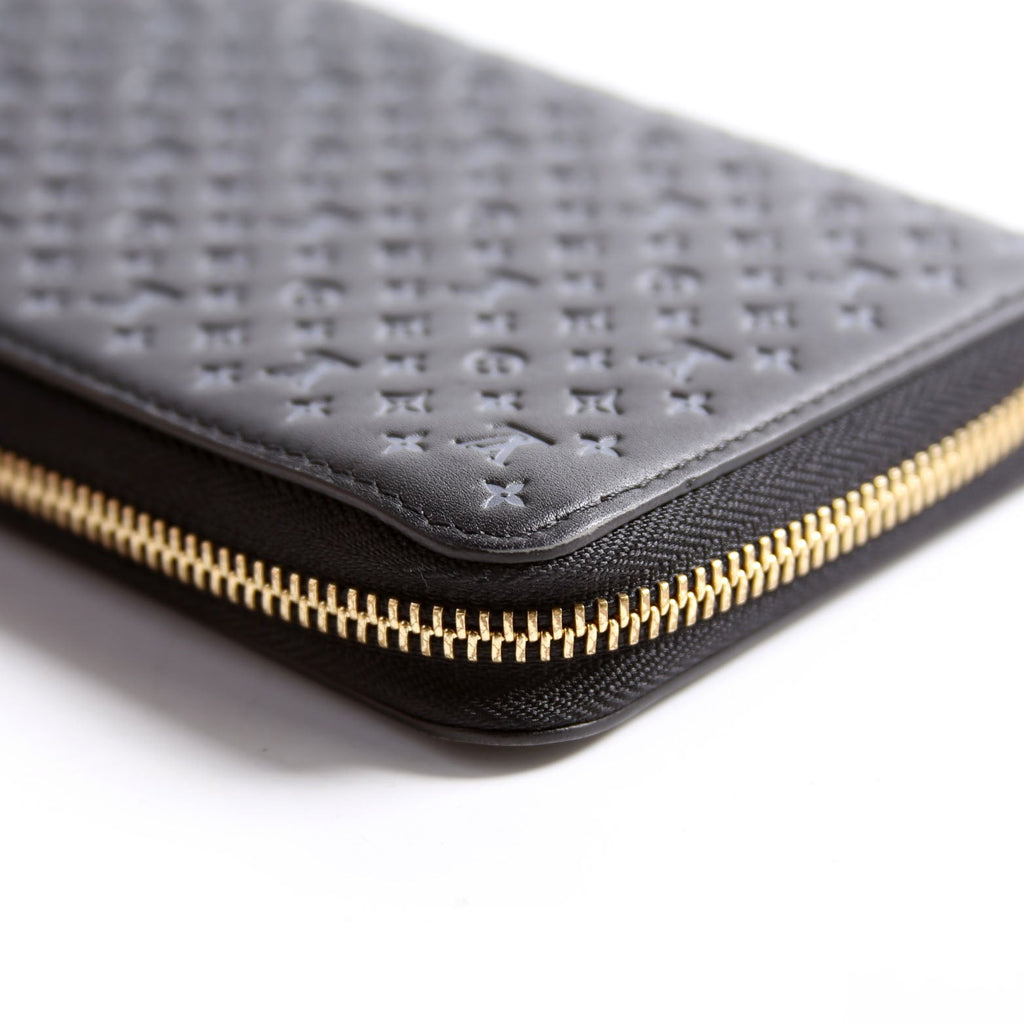 Zippy Wallet Nanogram Embossed Calfskin Black