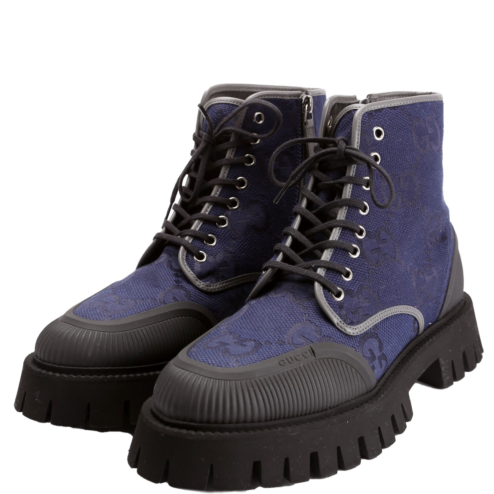 Gucci Maxi GG Canvas Lace Up Combat Boots Men's Size 8.5 (40.5)