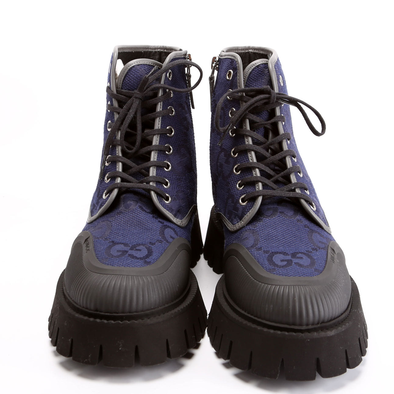 Gucci Maxi GG Canvas Lace Up Combat Boots Men's Size 8.5 (40.5)