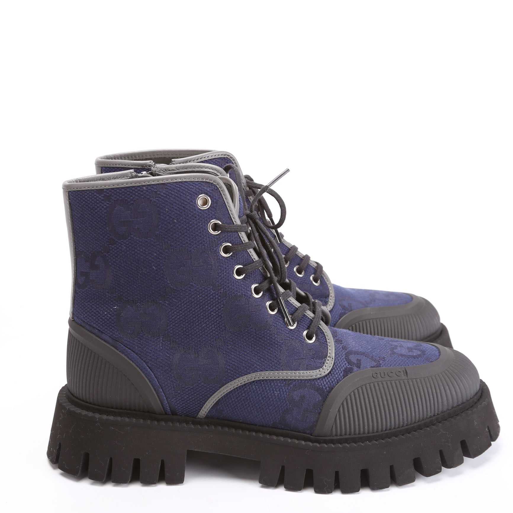 Gucci Maxi GG Canvas Lace Up Combat Boots Men's Size 8.5 (40.5)