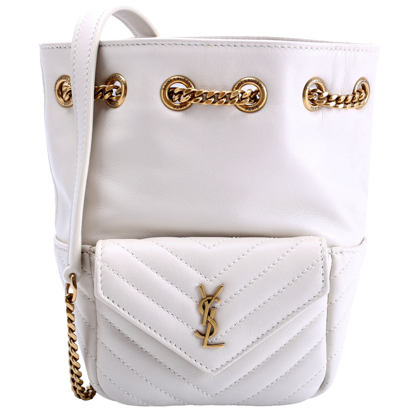SAINT LAURENT Joe Bucket BAG Mini White/Gold