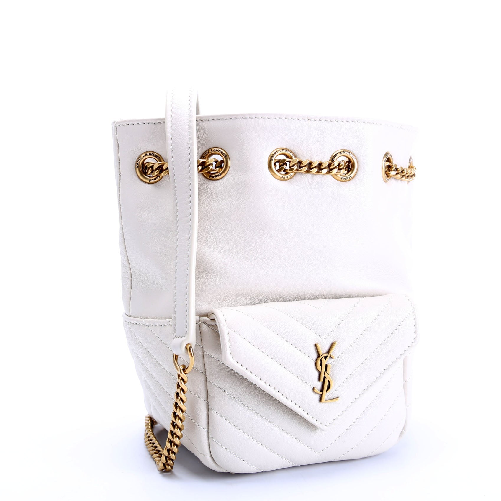 SAINT LAURENT Joe Bucket BAG Mini White/Gold