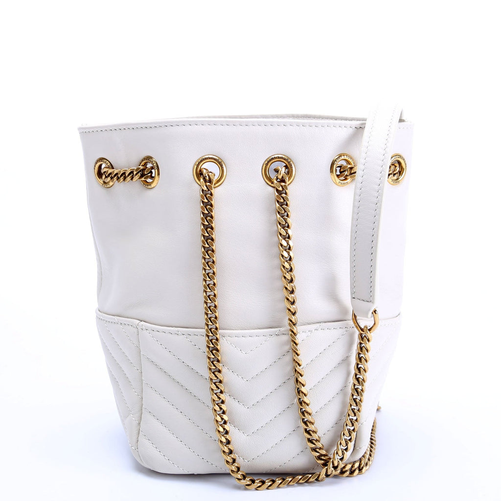 SAINT LAURENT Joe Bucket BAG Mini White/Gold