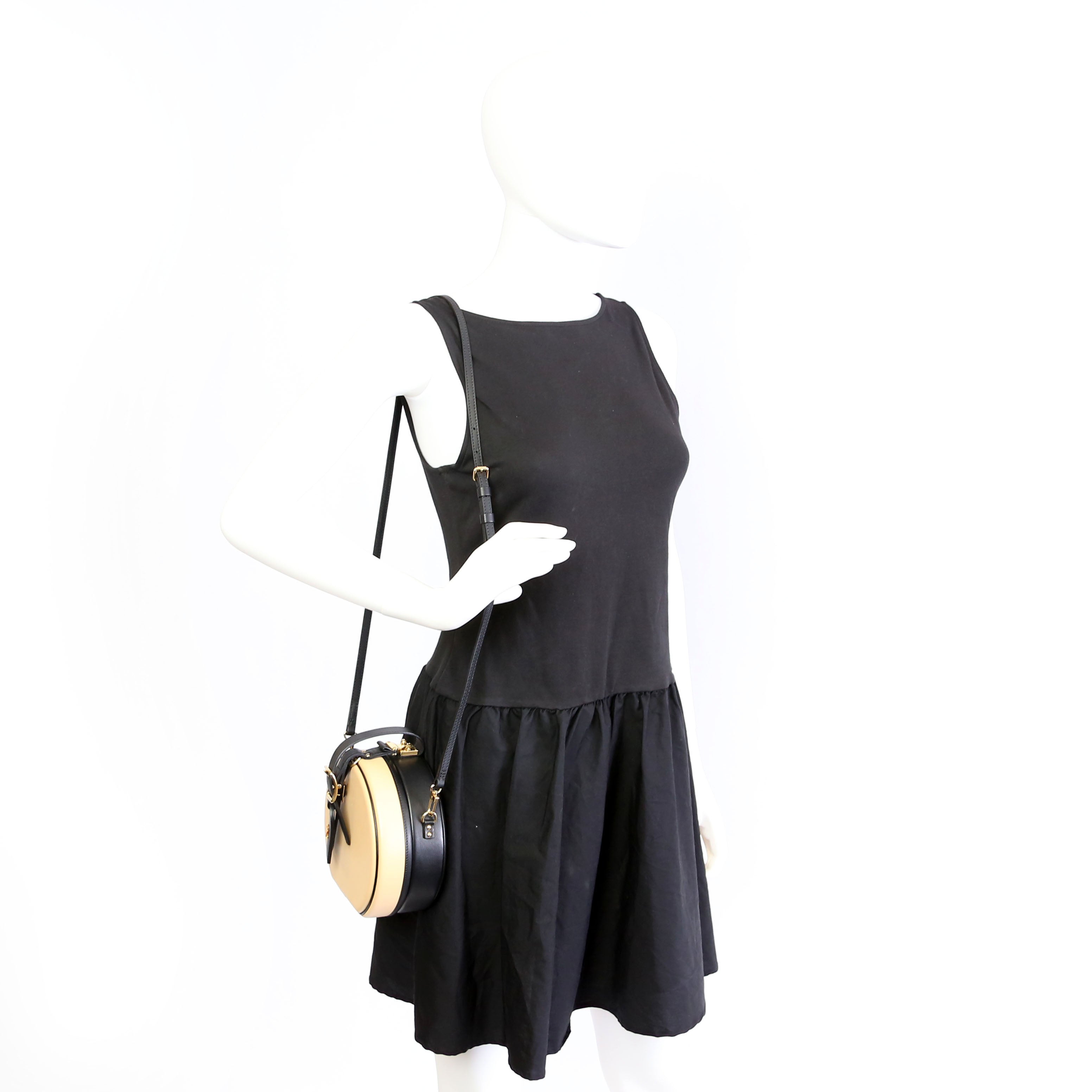 Petite Boite Chapeau Calfskin Tan/Black