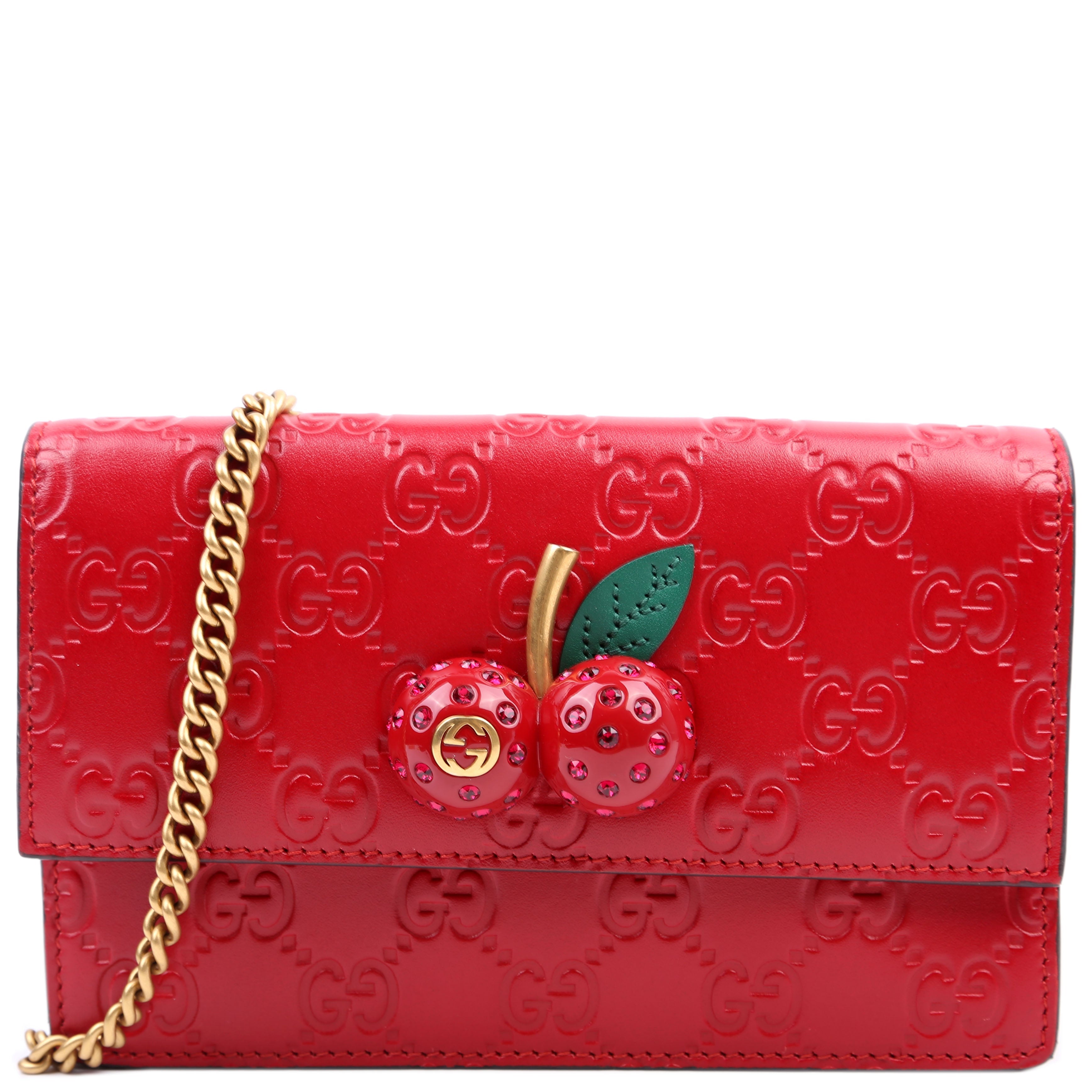 Gucci 481291 GG Leather Cherries Mini Bag