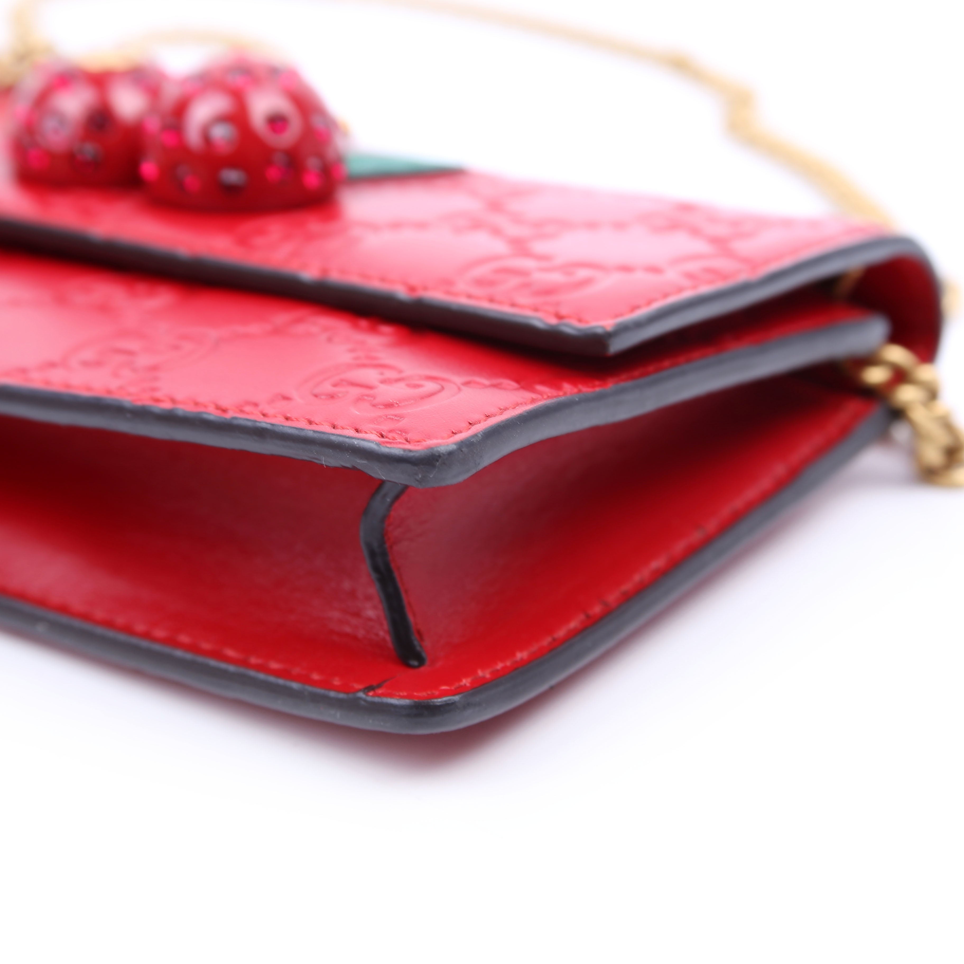 Gucci 481291 GG Leather Cherries Mini Bag