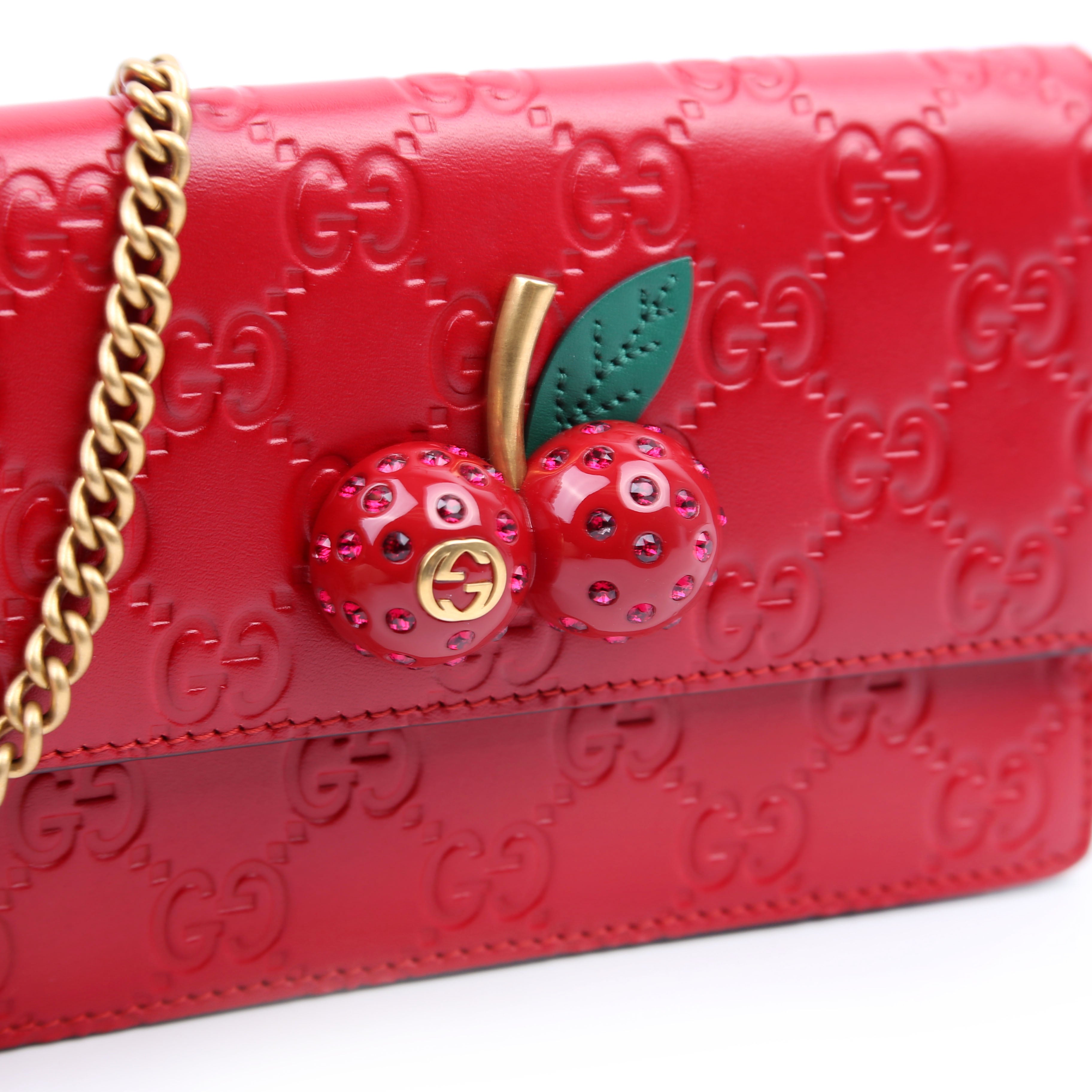 Gucci 481291 GG Leather Cherries Mini Bag