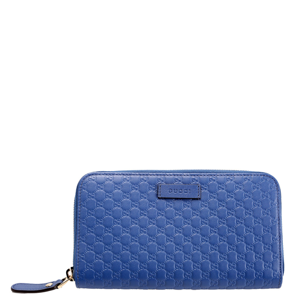 449391 Micro Guccissima Zip Around Wallet Blue