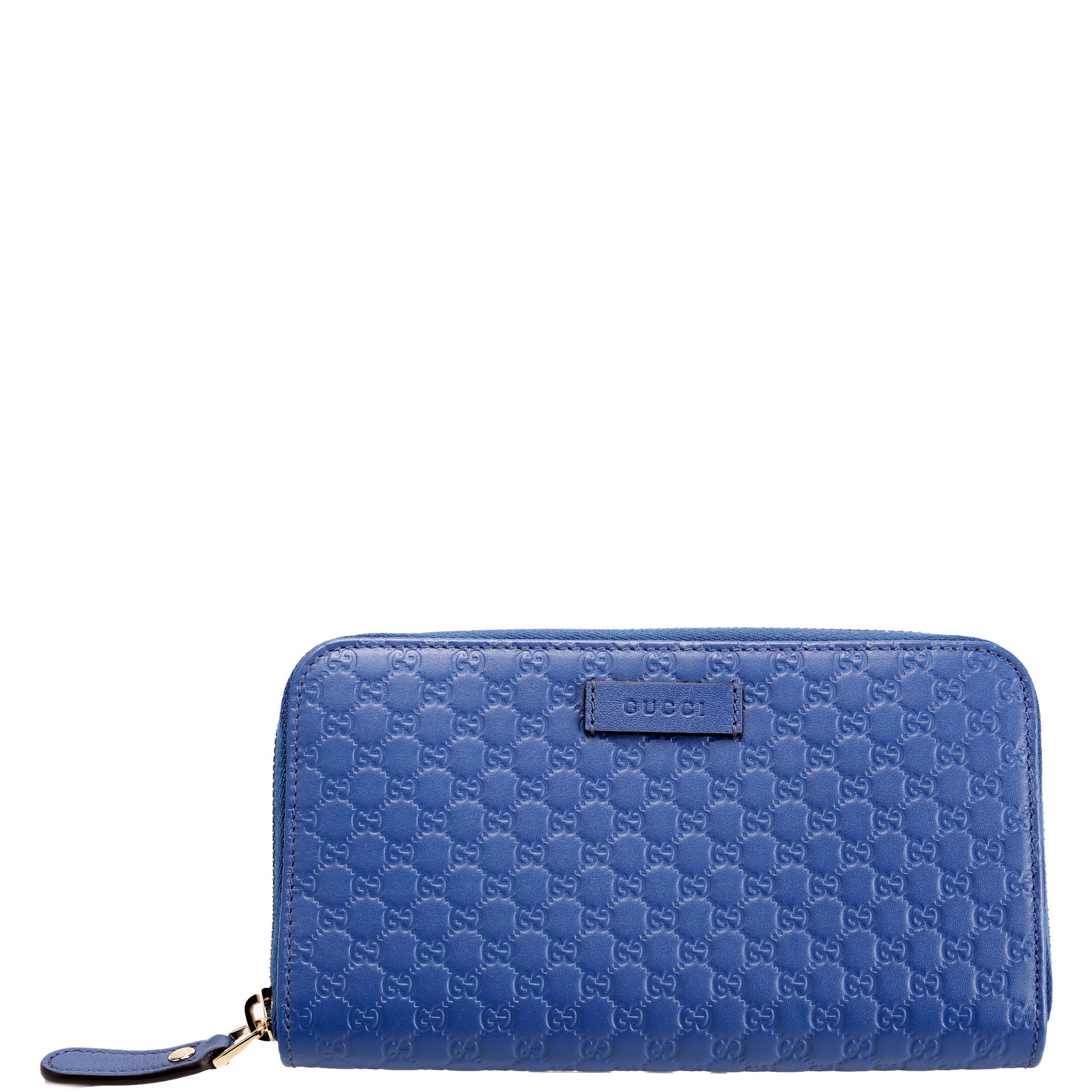449391 Micro Guccissima Zip Around Wallet Blue