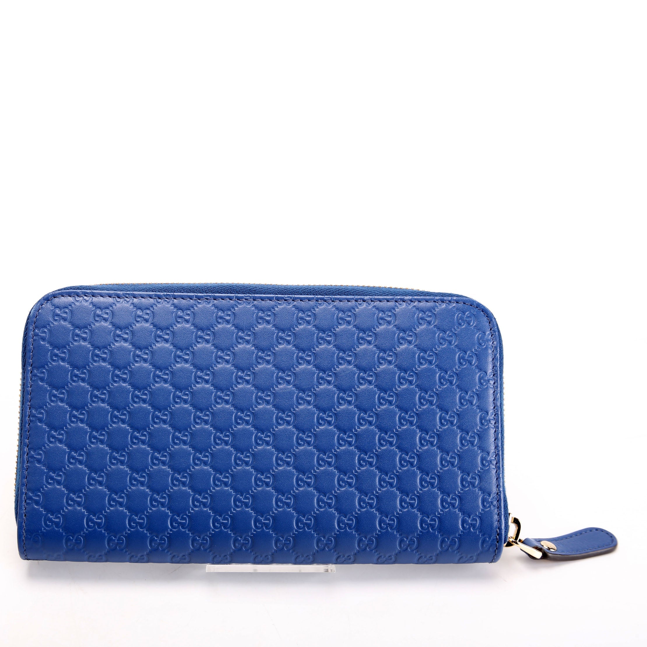 449391 Micro Guccissima Zip Around Wallet Blue