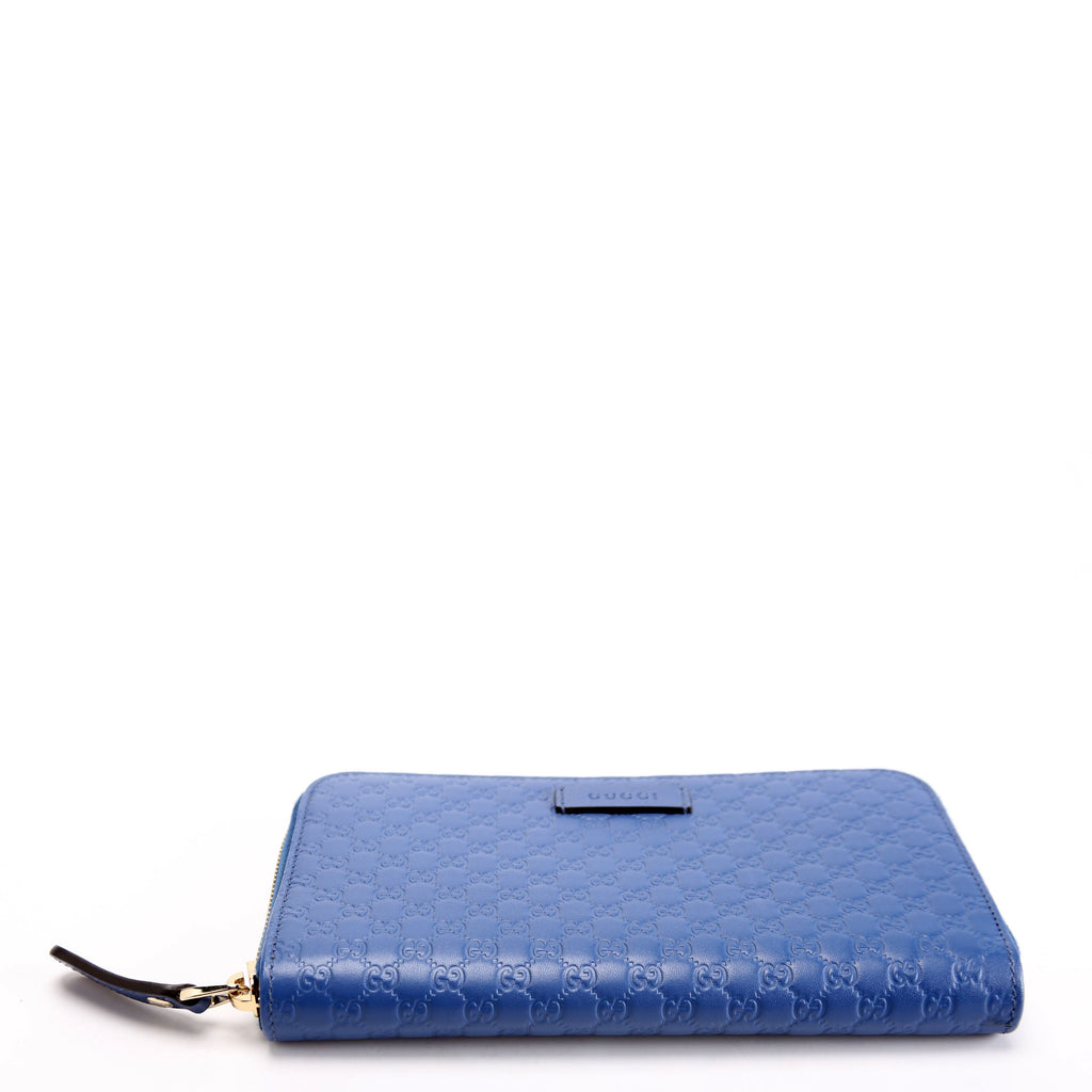 449391 Micro Guccissima Zip Around Wallet Blue