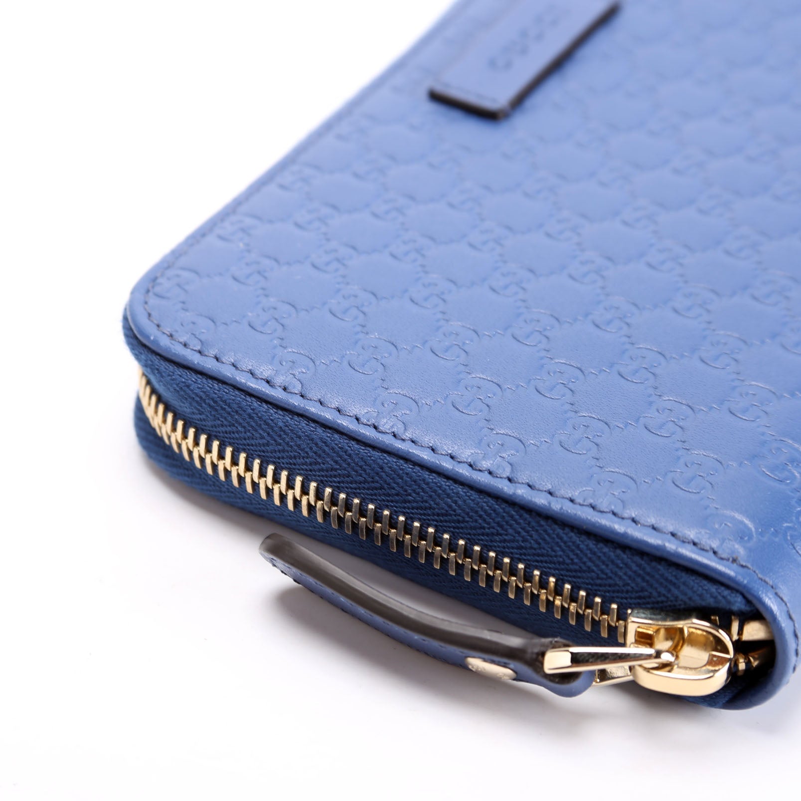 449391 Micro Guccissima Zip Around Wallet Blue
