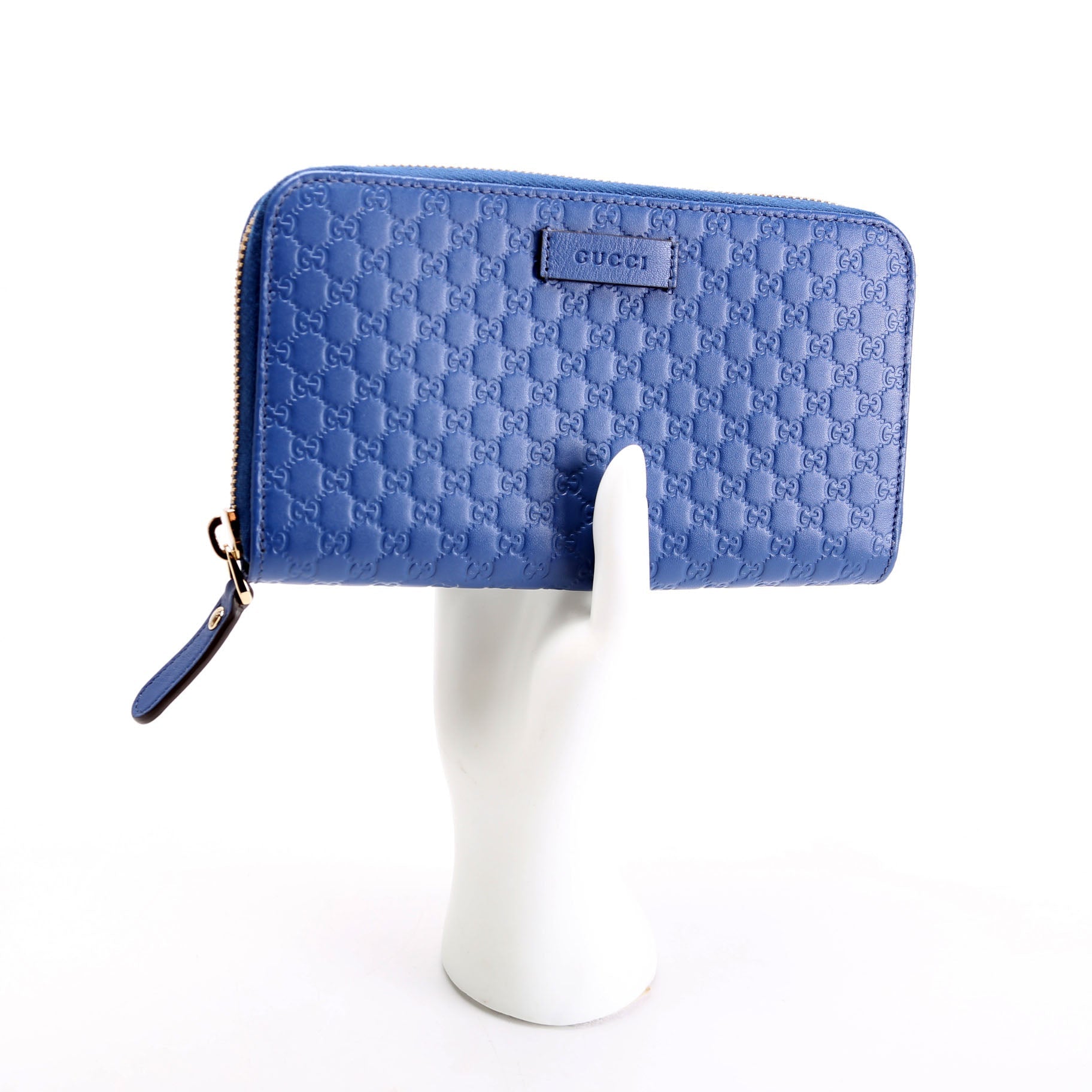 449391 Micro Guccissima Zip Around Wallet Blue