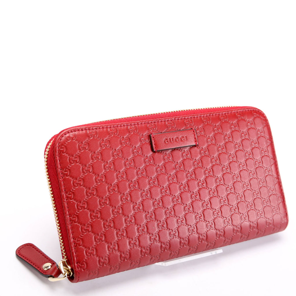 449391 Micro Guccissima Zip Around Wallet Red