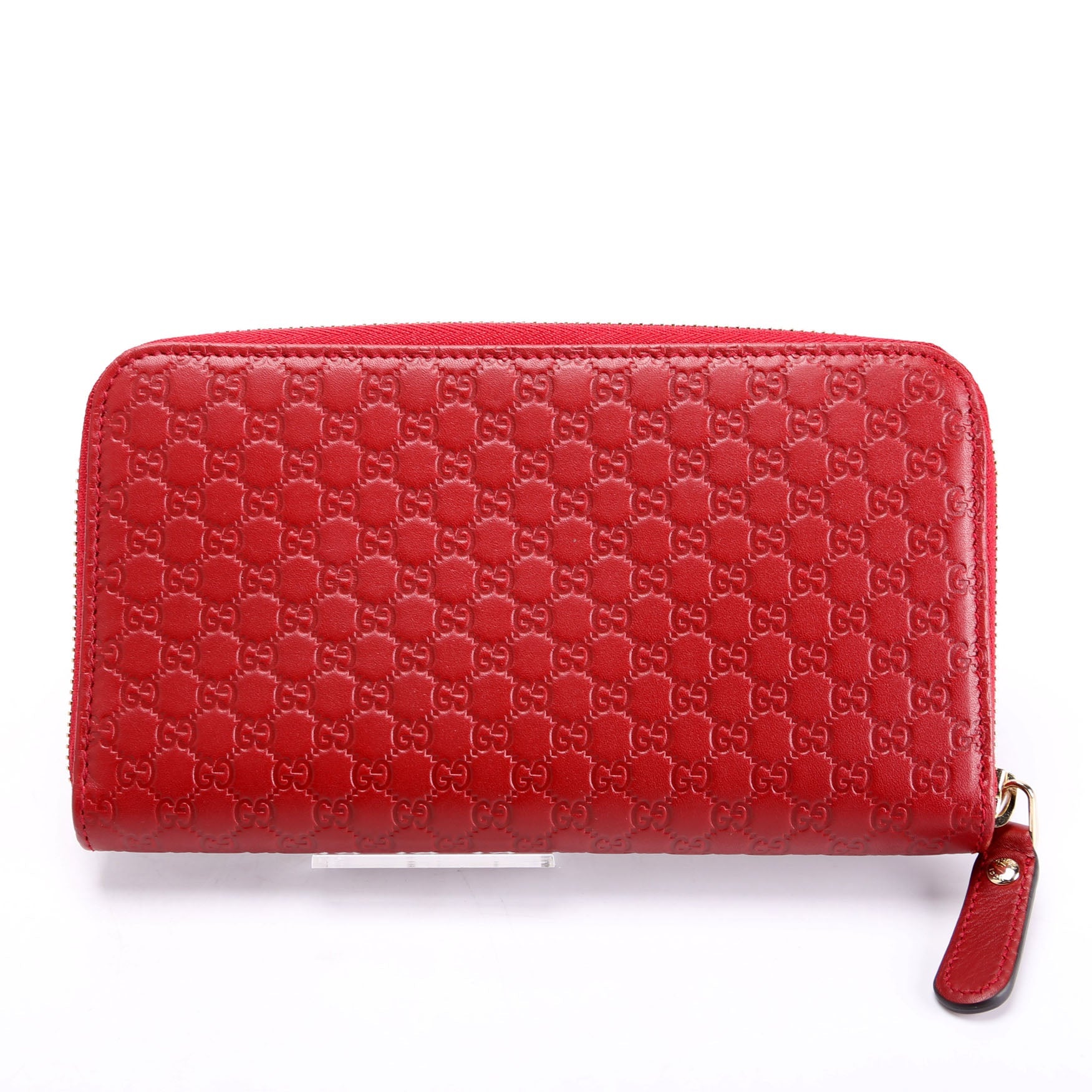 449391 Micro Guccissima Zip Around Wallet Red