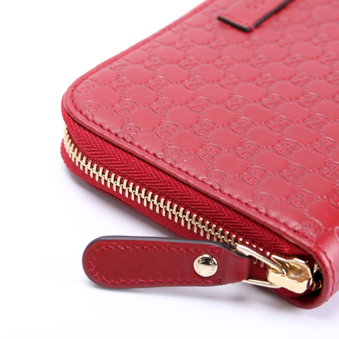 449391 Micro Guccissima Zip Around Wallet Red