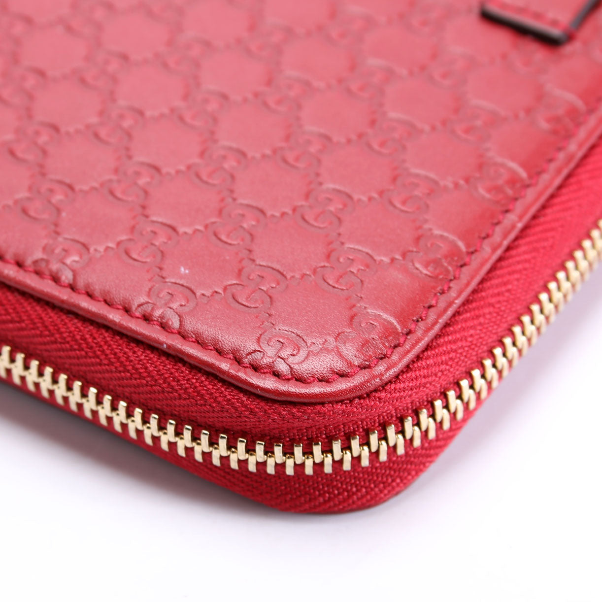 449391 Micro Guccissima Zip Around Wallet Red