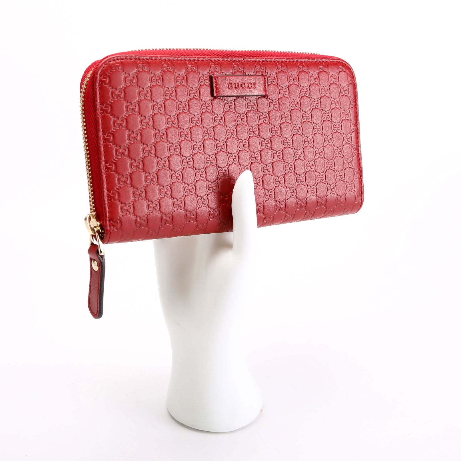 449391 Micro Guccissima Zip Around Wallet Red