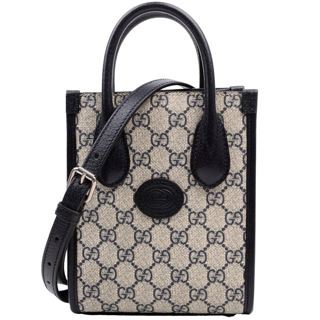 671623 Mini Tote Bag Interlocking G Navy/Beige