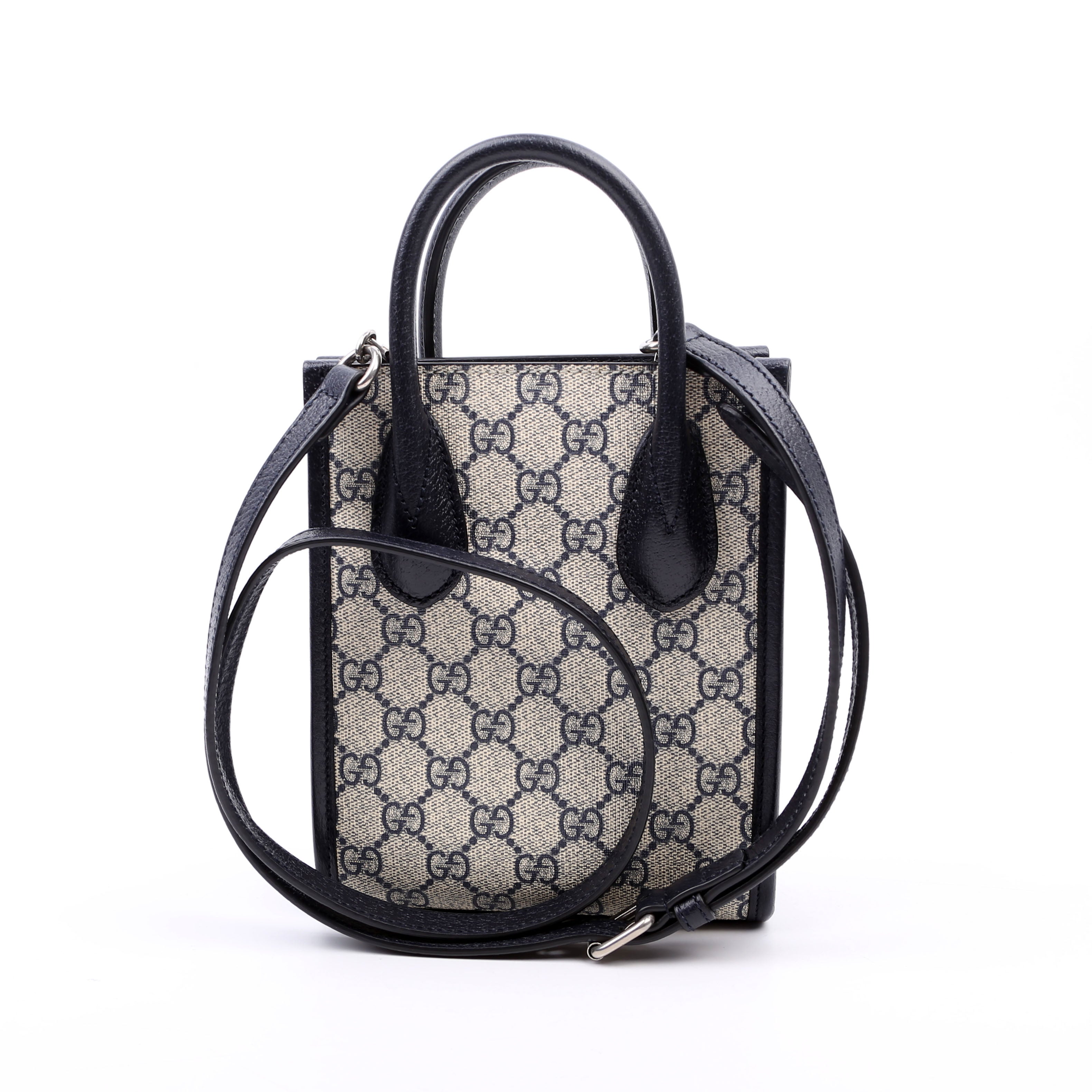 671623 Mini Tote Bag Interlocking G Navy/Beige