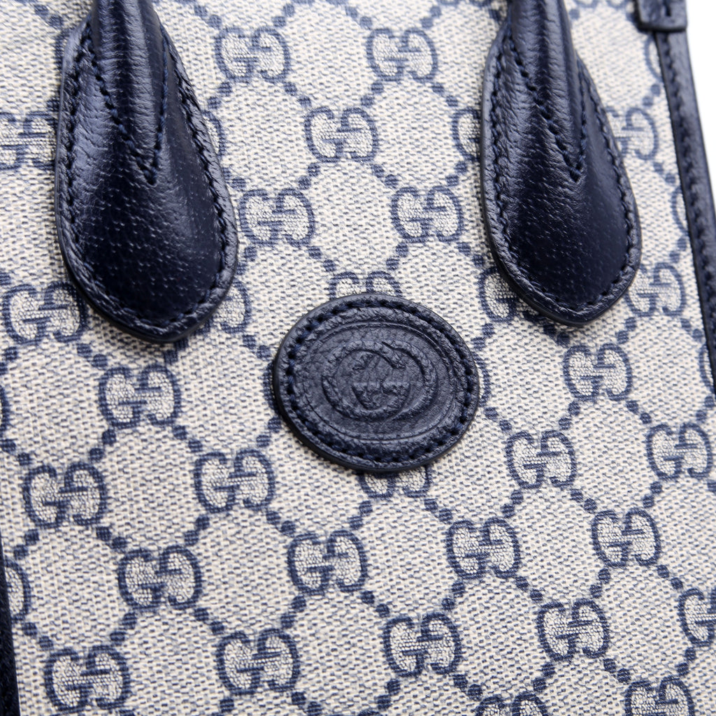 671623 Mini Tote Bag Interlocking G Navy/Beige