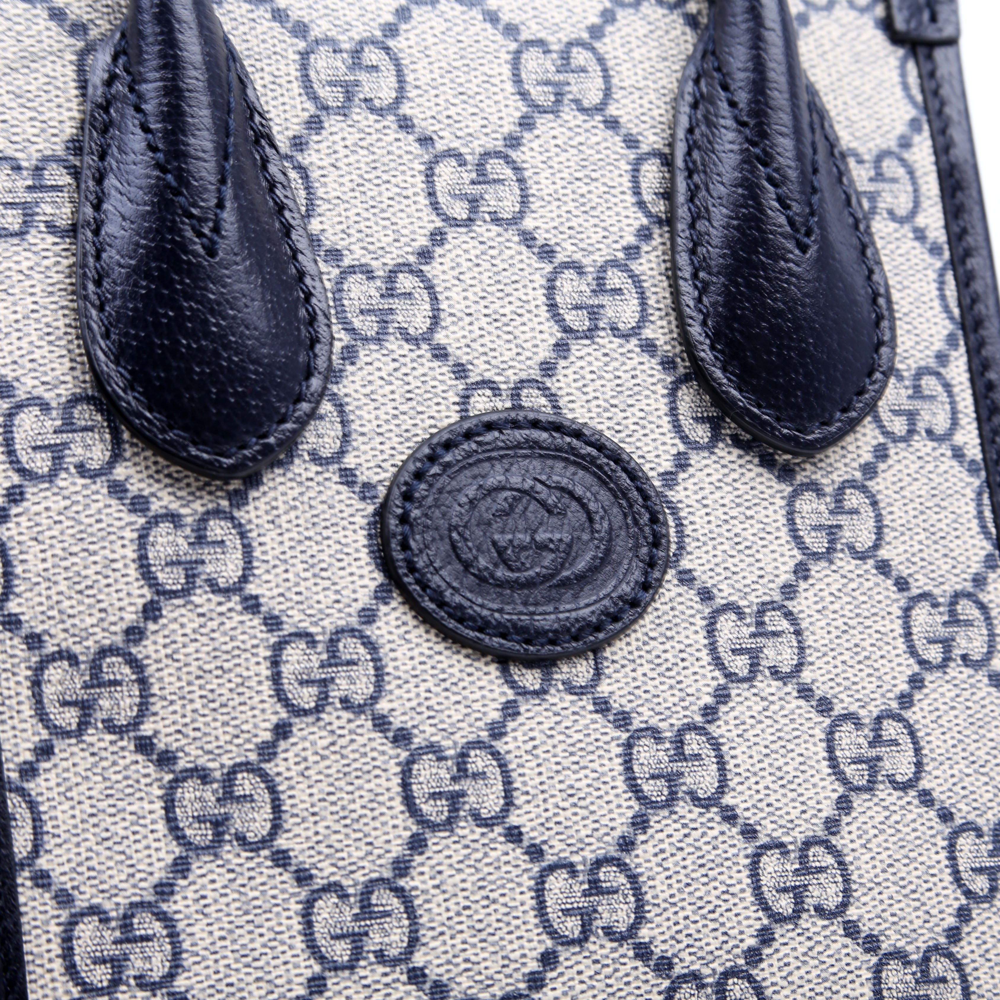 671623 Mini Tote Bag Interlocking G Navy/Beige