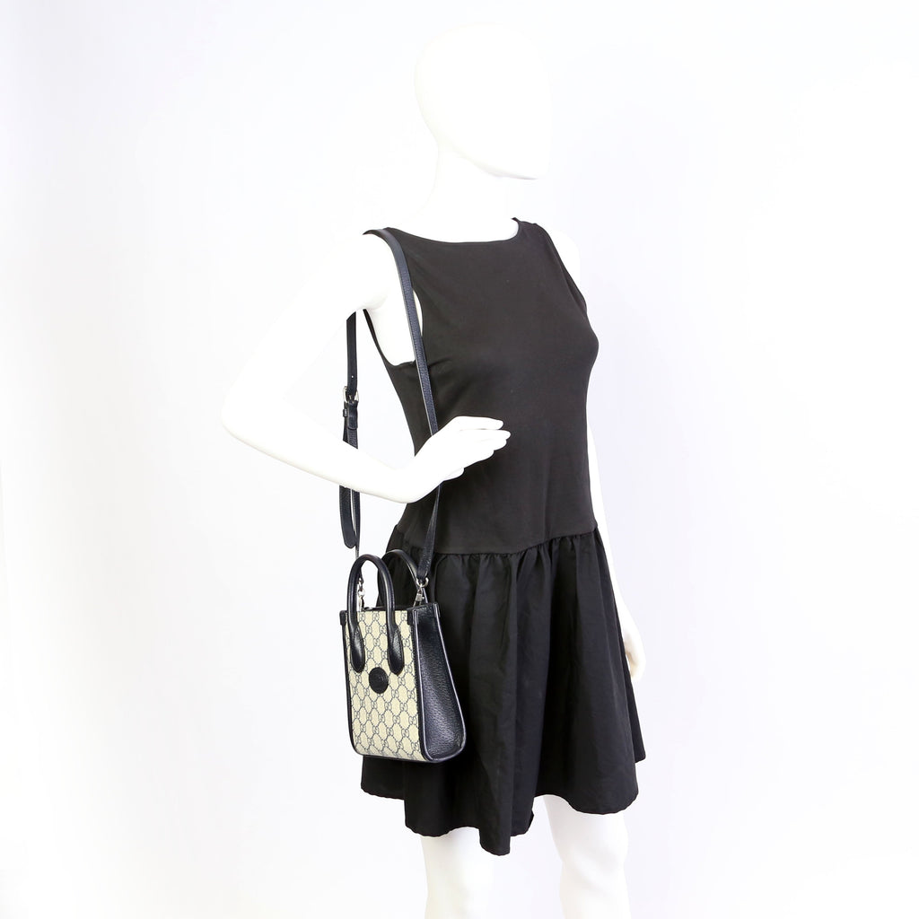 671623 Mini Tote Bag Interlocking G Navy/Beige