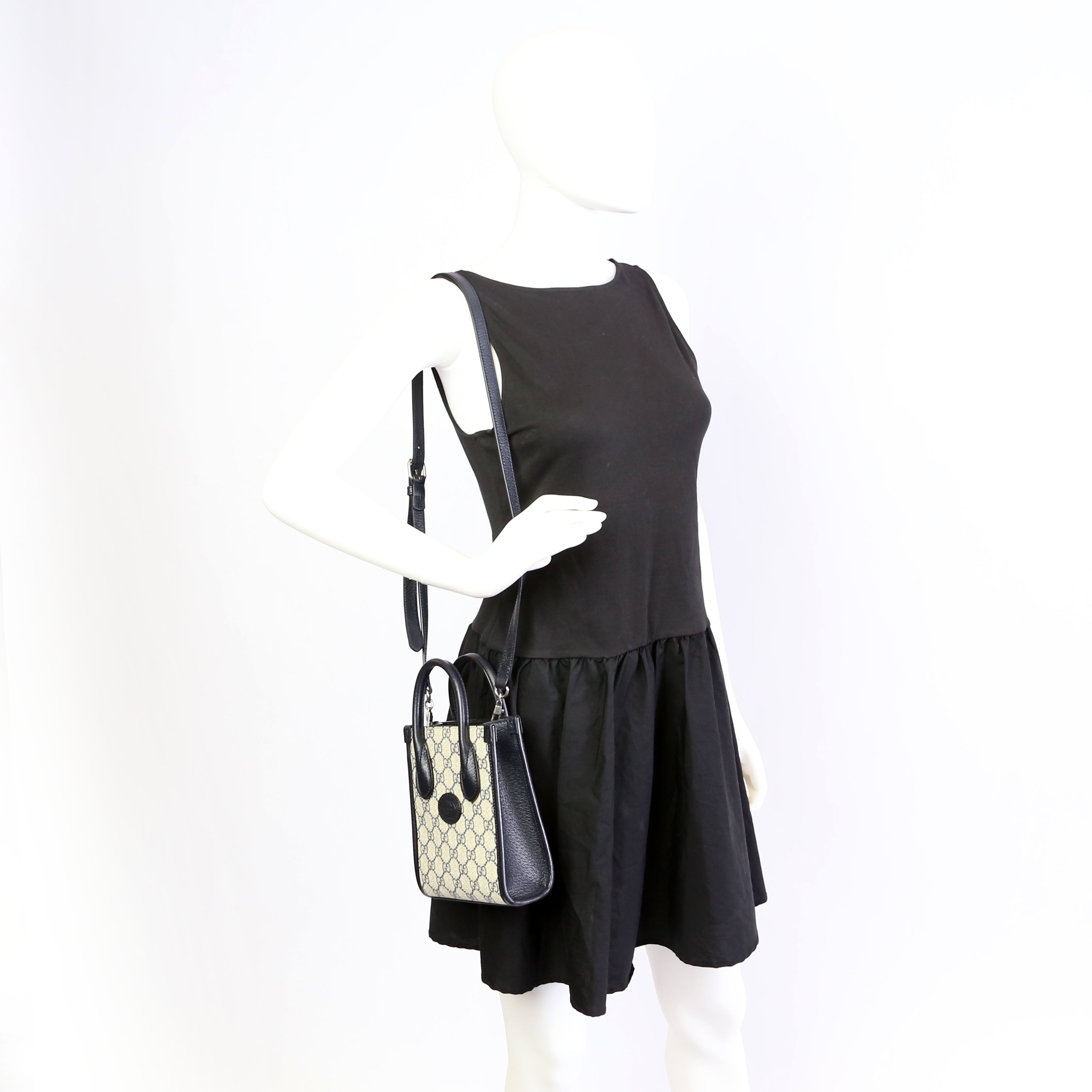 671623 Mini Tote Bag Interlocking G Navy/Beige