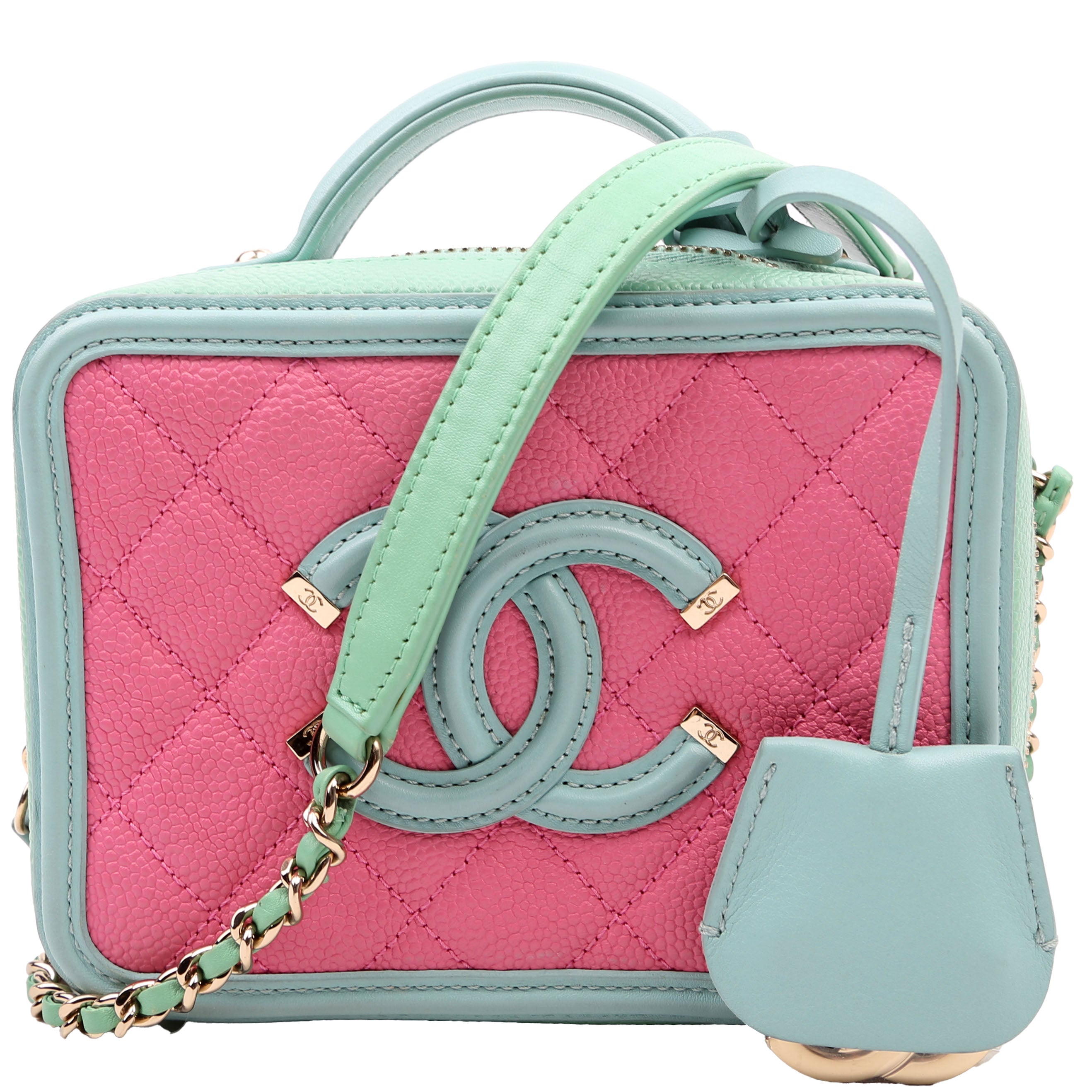 Mini Filigree Vanity Case 26M Green/Pink