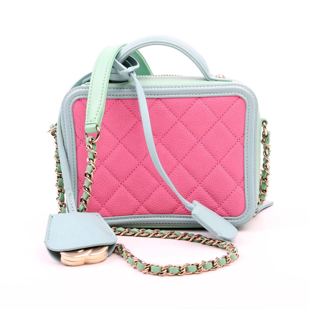 Mini Filigree Vanity Case 26M Green/Pink